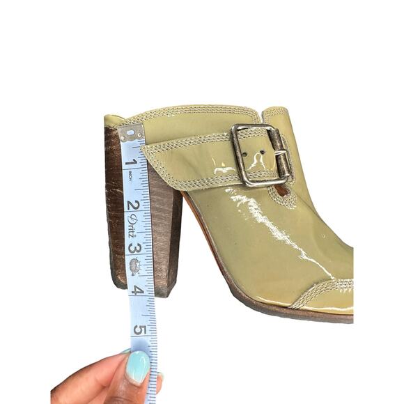 Dries Van Noten Green Buckle Patent Leather Forest‎ Slip On Mules Size 7 1/2 - Picture 12 of 12